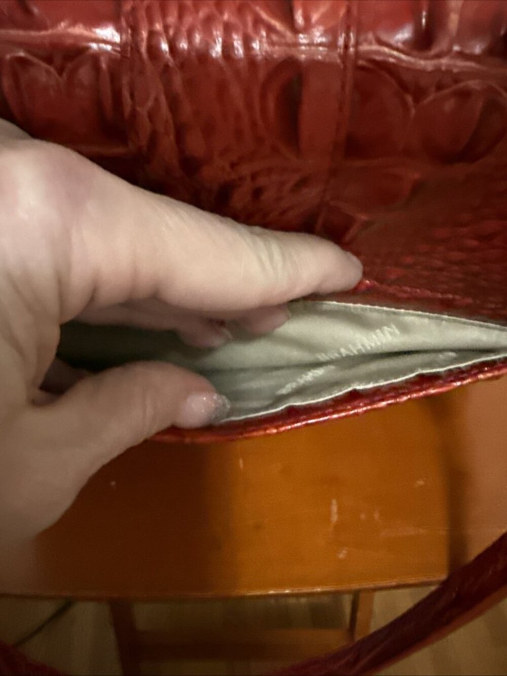 BRAHMIN Ingrid Fiery Lava Pampas Leather Crocodile Embossed - Picture 12 of 12